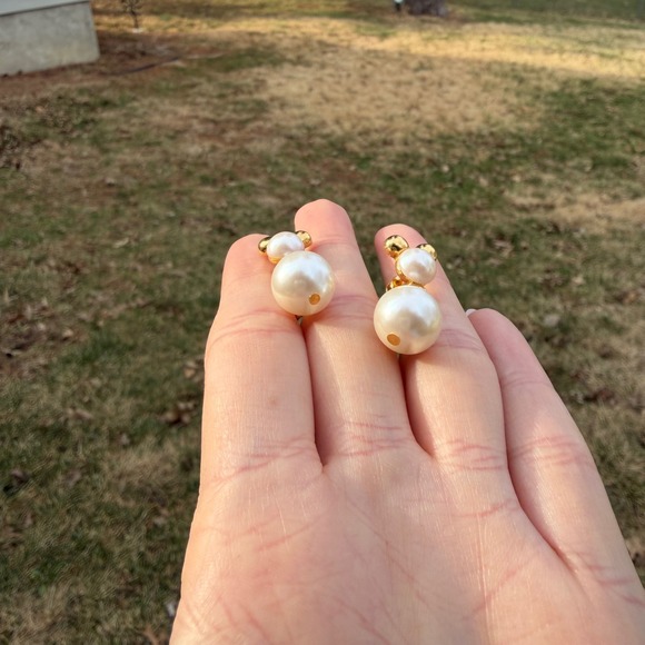 Napier Disney Mickey Mouse Faux Pearl Drop Earrings Gold Tone Screw Back Vintage - Picture 4 of 7